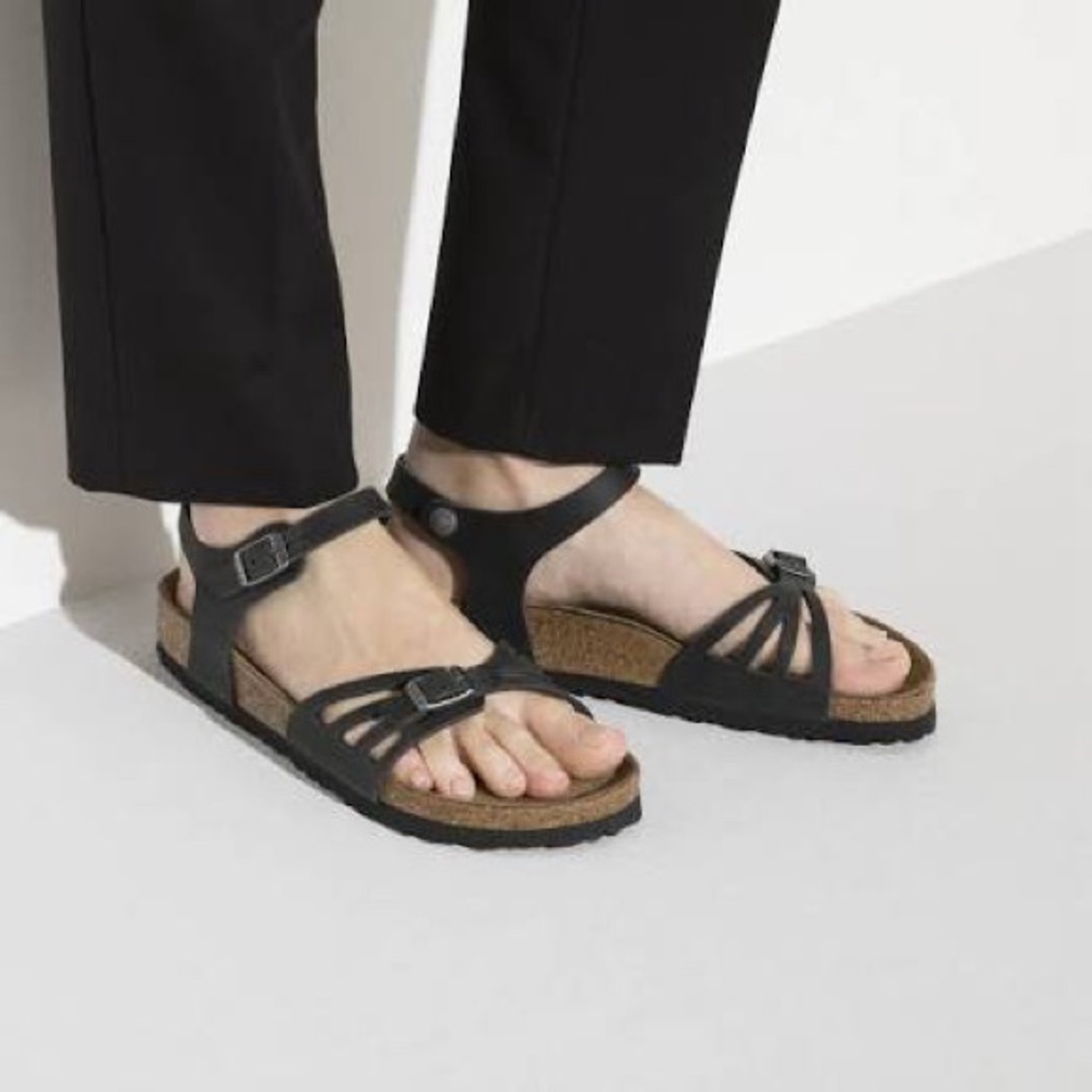 Birkenstock Bali Soft Footbed Sandals Black Oiled Leather 39 Regular Women Sz 8 - Picture 12 of 15